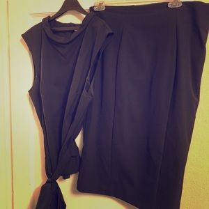 Black Peplum Top w Pencil Skirt